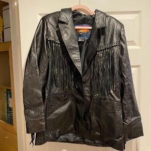 Cripple creek genuine leather jacket with fringe